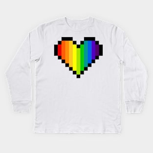 Pixel Art Rainbow Heart - LGBT Pride Kids Long Sleeve T-Shirt